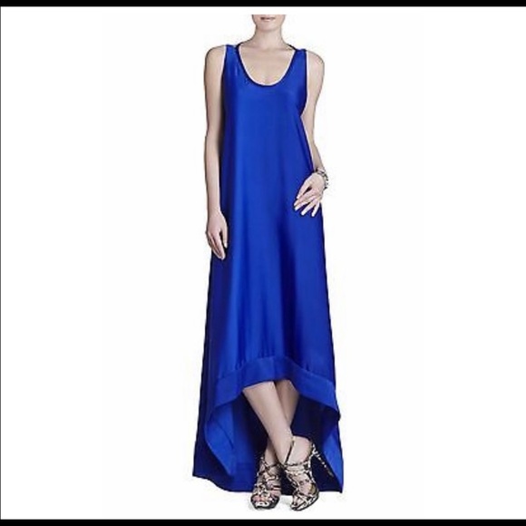 🦋 SOLD BCBG MAXAZRIA SILK LIKE BLUE MAXI DRESS 🦋 - Picture 1 of 6